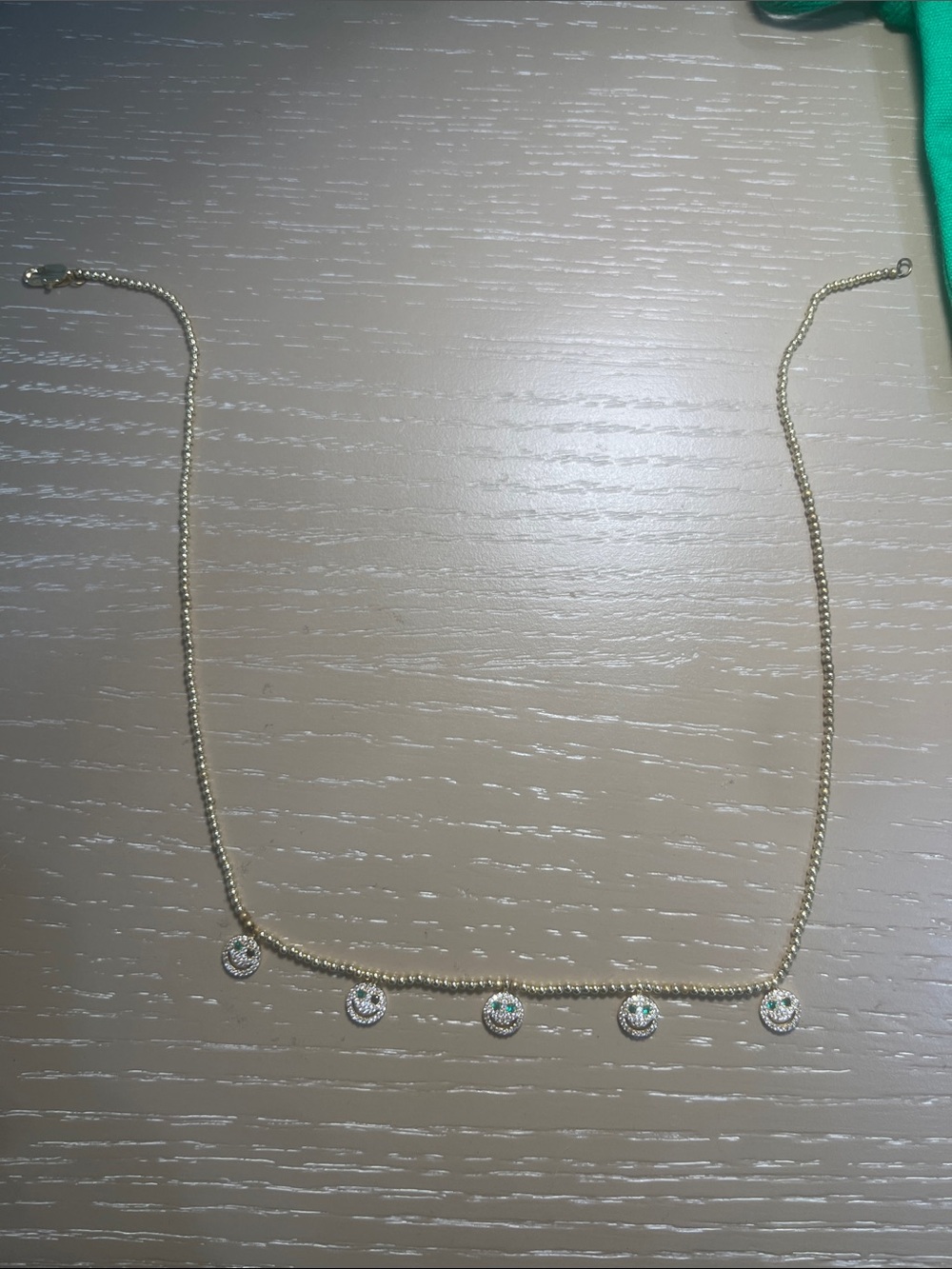 Gold-Tone women’s Beaded Necklace with Five Pavé Disc Charms